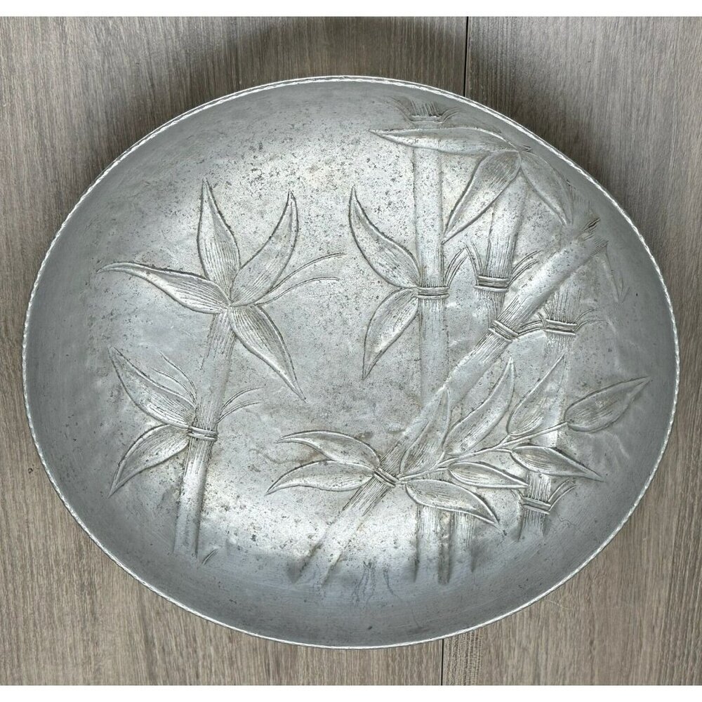 Vintage Everlast Hand-Forged Aluminum Bowl Bali Bamboo Motif B57 Round Silver